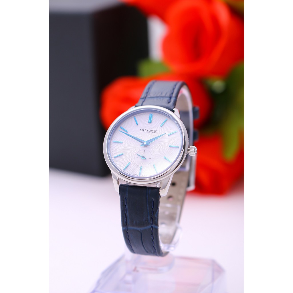 Đồng Hồ Unisex Valence Hàn Quốc VC-077 dây da kim rốn (Xanh)
