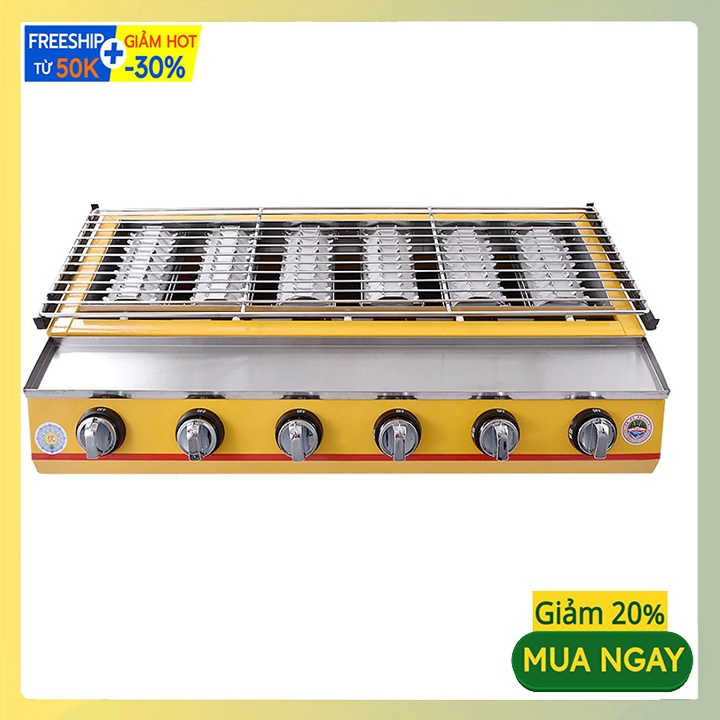 Bếp nướng bằng gas chuyên hải sản, nướng thịt bbq 6 họng dài ETON ET-K233