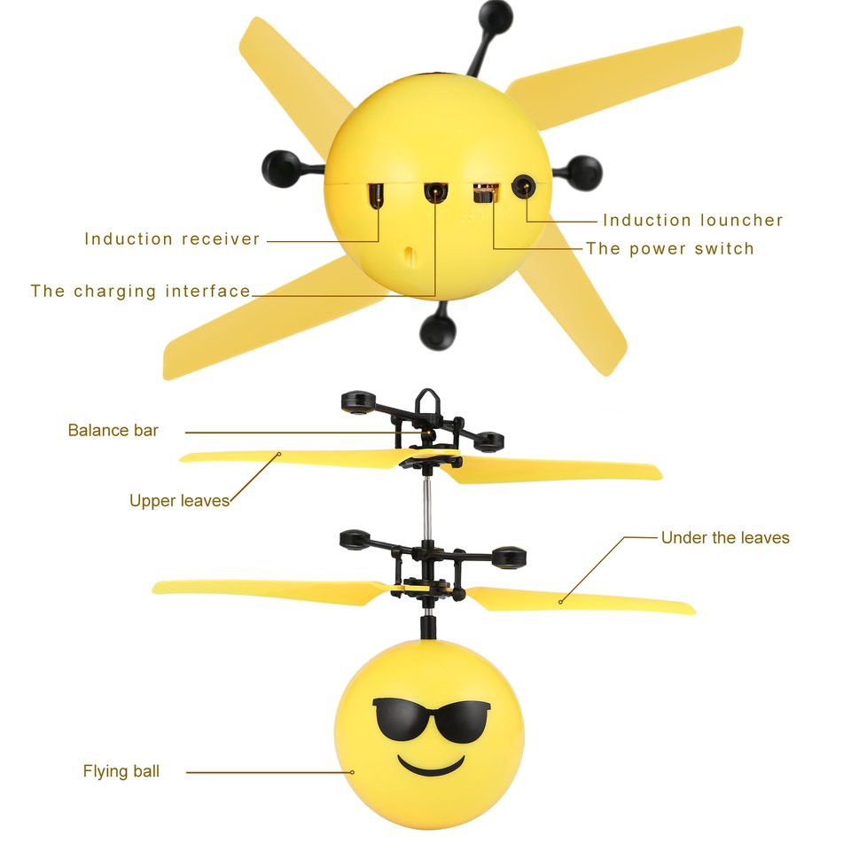 Máy bay đồ chơi cảm biến hình mặt cười với LED cho trẻ em