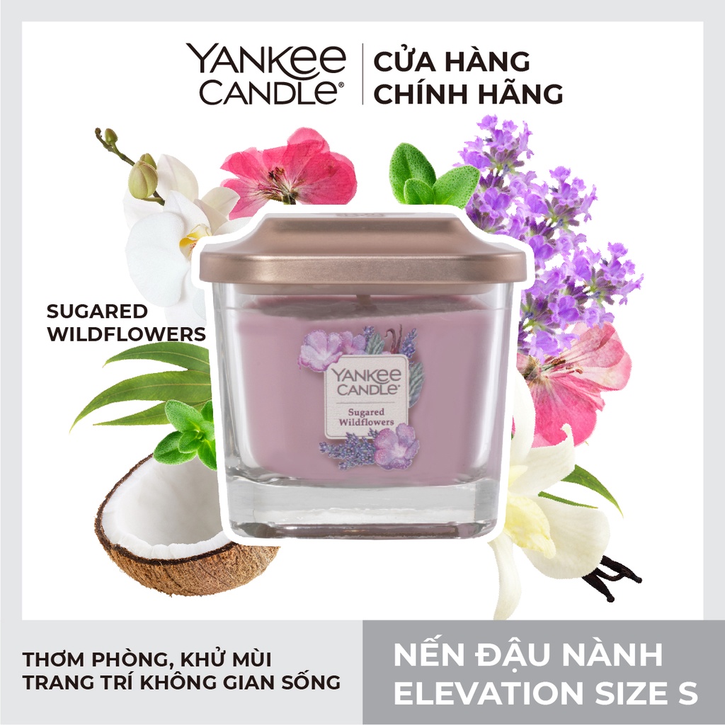 Nến ly vuông Elevation Yankee Candle size S - Sugared Wildflowers (96g)