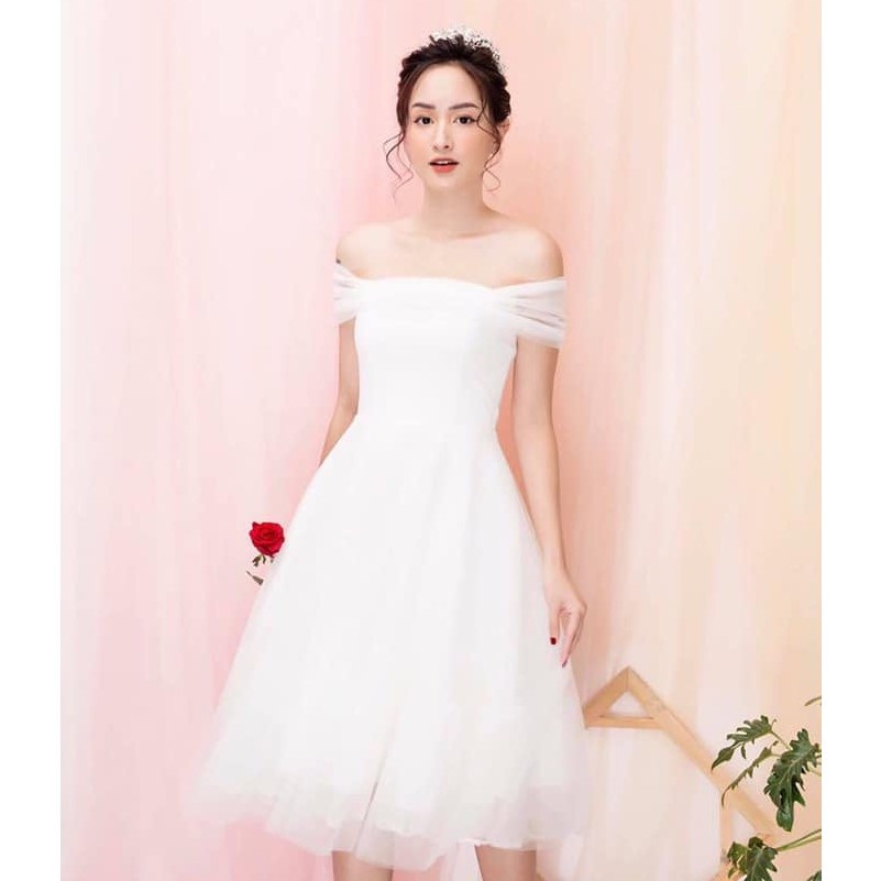 Đầm dự tiệc trễ vai công chúa cao cấp