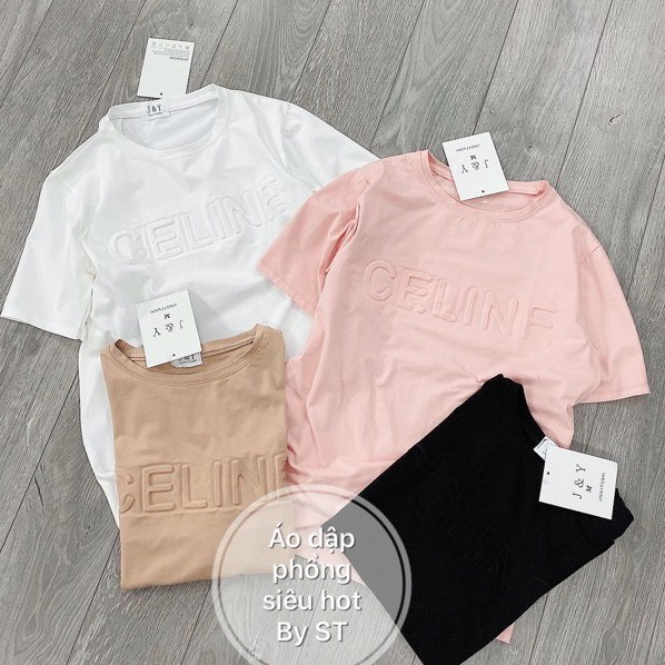 Áo thun quảng châu in chữ dập phồng vải cotton siêu mát