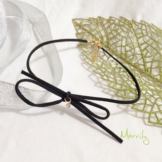 Choker nơ đen đính đá