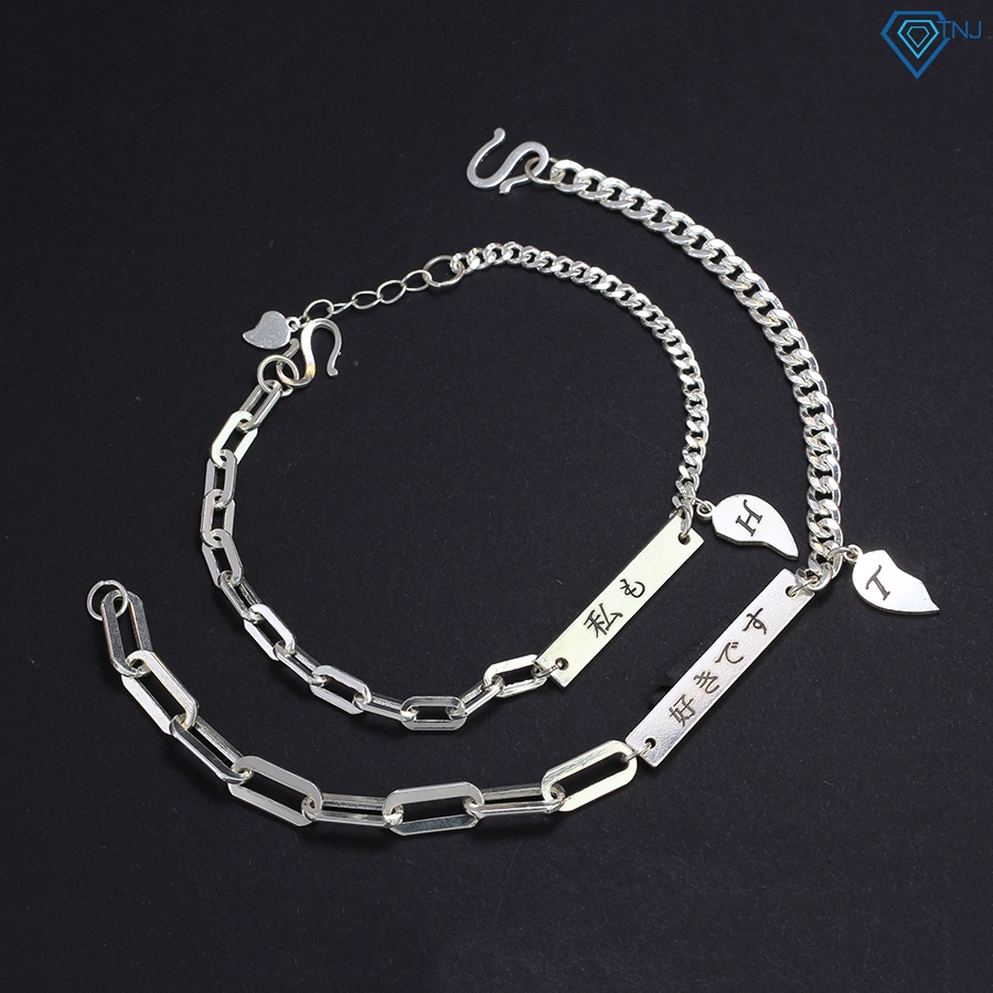 Vòng tay cặp đôi bạc tình yêu khắc tên theo yêu cầu LTD0033 - Trang Sức TNJ