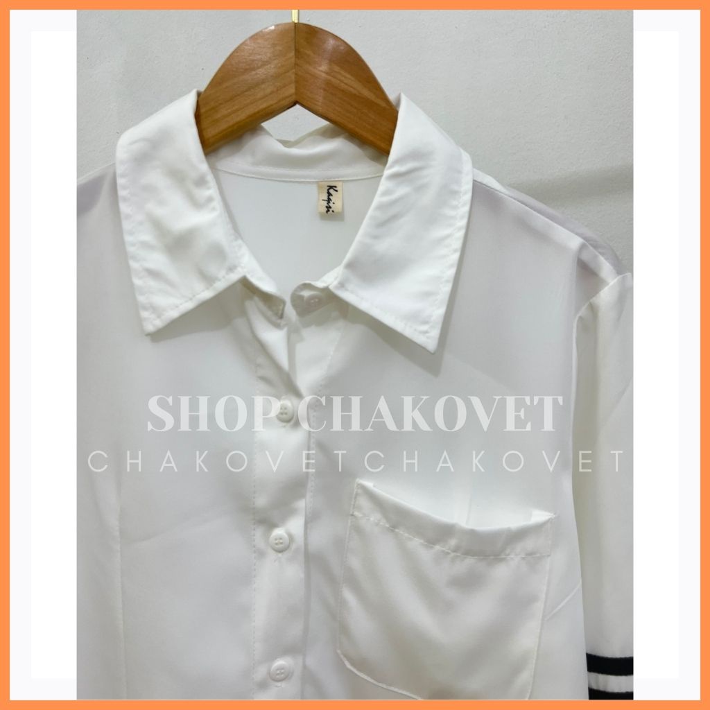 Áo sơ mi nữ lụa hàn kiểu màu trắng đẹp dài tay ulzzang vintage hàn quốc cao cấp túi ngực tay pha sọc A8161 freesize&lt;55kg