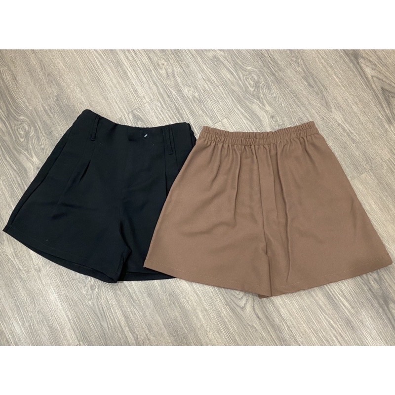 Quần shorts cạp cao giả khoá lưng chun vải tuyết mưa