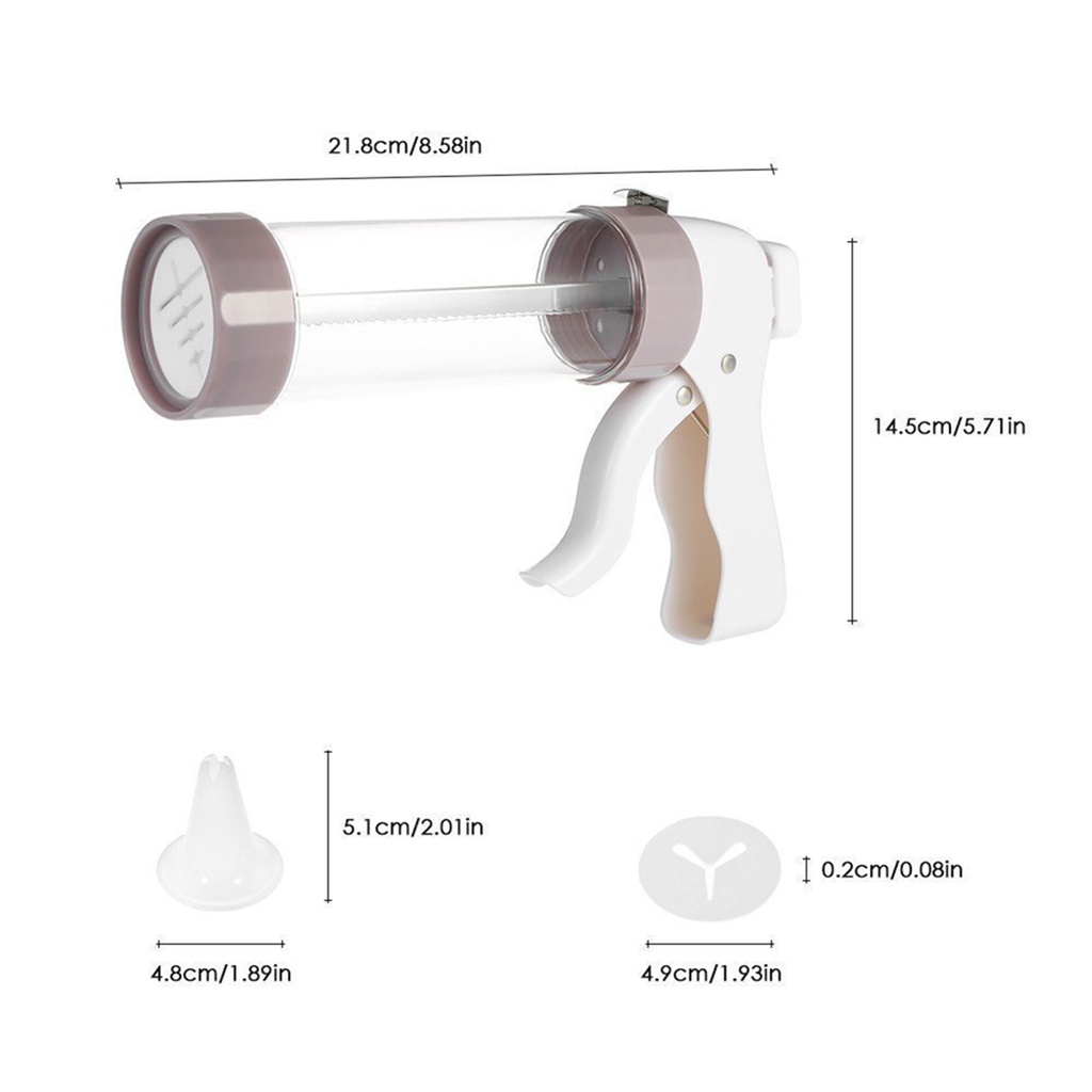 Súng bắn tạo hình bánh bao gồm đầu bắt bông kem và khuôn tạo hình bánh quy