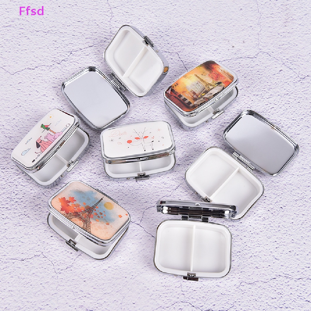 Hộp Đựng Thuốc Viên Hình Vuông Bằng Kim Loại Gấp Gọn Tiện Lợi