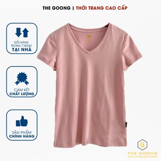 ÁO THUN TRƠN NỮ NHẬT BẢN 100% COTTON THOÁNG MÁT - CỔ TIM - Hồng Japan