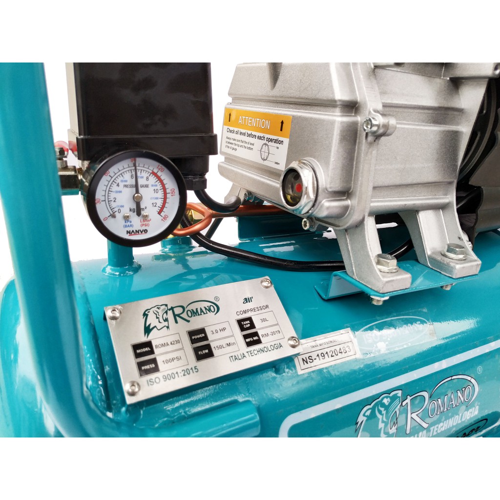 Máy nén khí chạy dầu Romano ROMA4230, Bình 30L, Công suất 3HP, Tặng kèm bình dầu