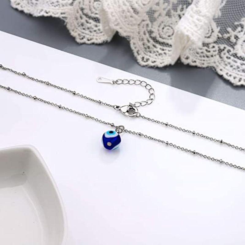 Vòng cổ Mặt Hình Mắt Quỷ Màu Xanh Dương / Vàng / Bạc May Mắn Cho Nam Và Nữ