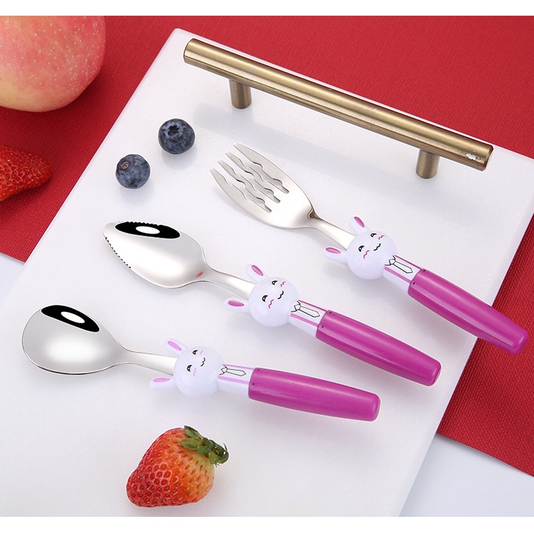 Bộ Muỗng Nĩa Bằng Thép Không Gỉ 304 Cao Cấp Cho Bé