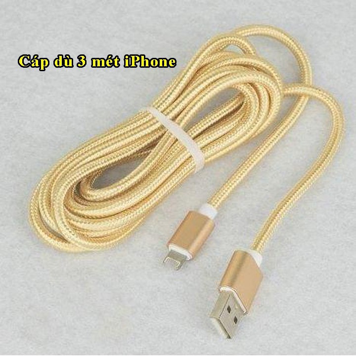 Cáp dù 3 mét dành cho Iphone, Samsung, Oppo,Aha Case
