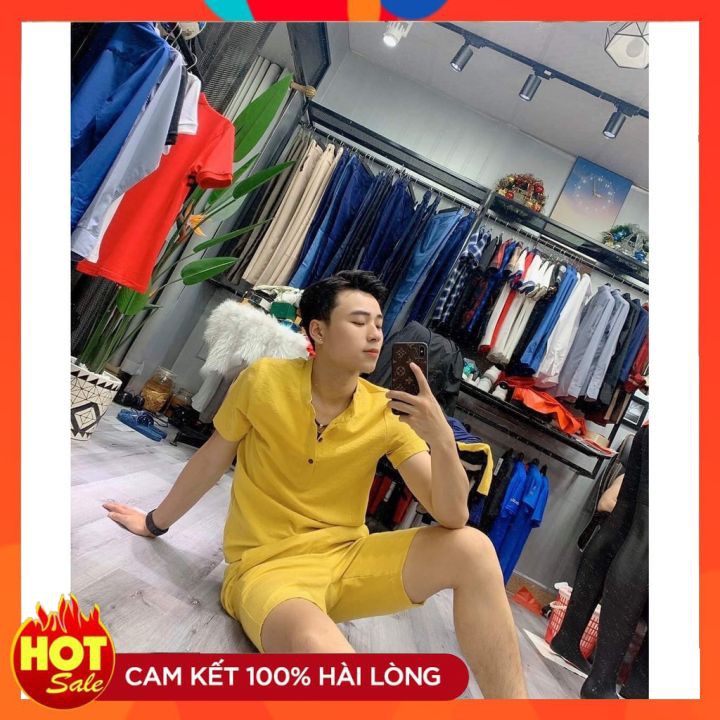 Bộ đũi nam mùa hè ⚡1 ĐỔI 1 ⚡gồm áo đũi và quần đũi đũi vải cực mát,bộ ngố nam-HALLO STORE | BigBuy360 - bigbuy360.vn