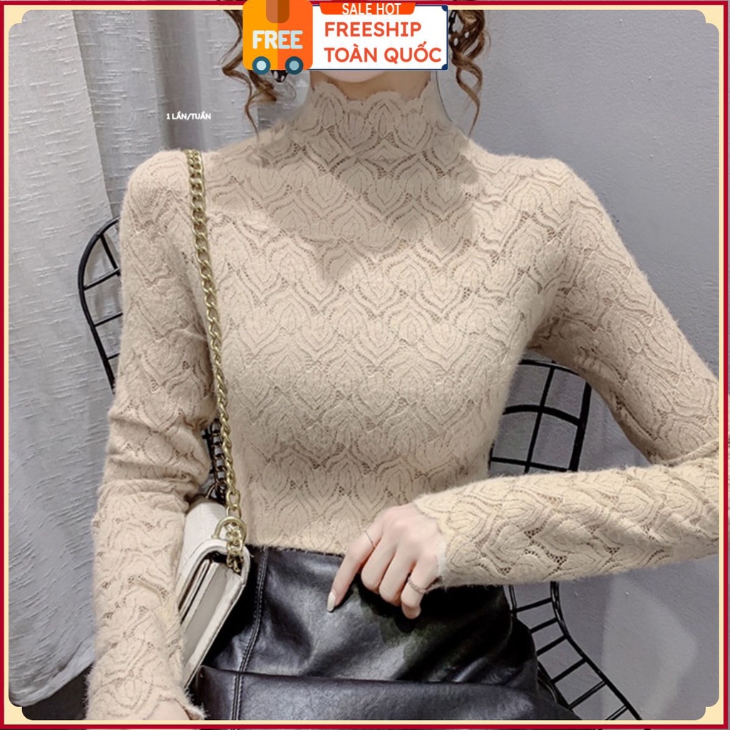 PVN36442 Áo ren cổ cao dáng ôm phong cách Hàn Quốc t2 . . .