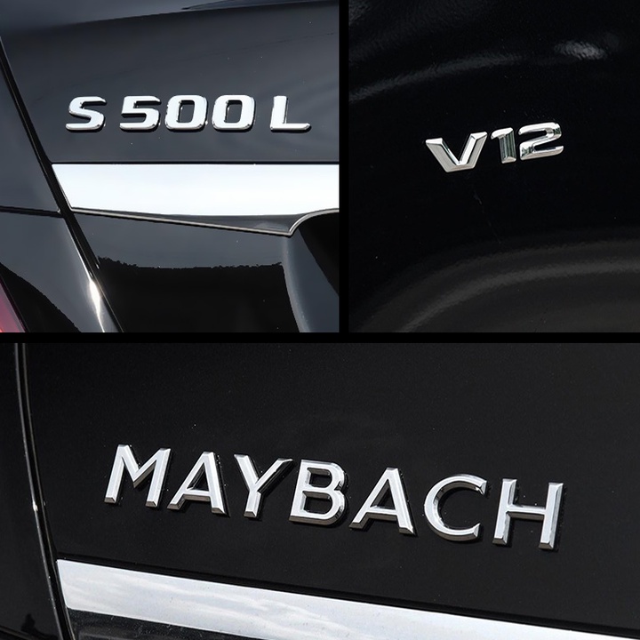 Decal tem chữ Maybach Inox dán trang trí ô tô G80708