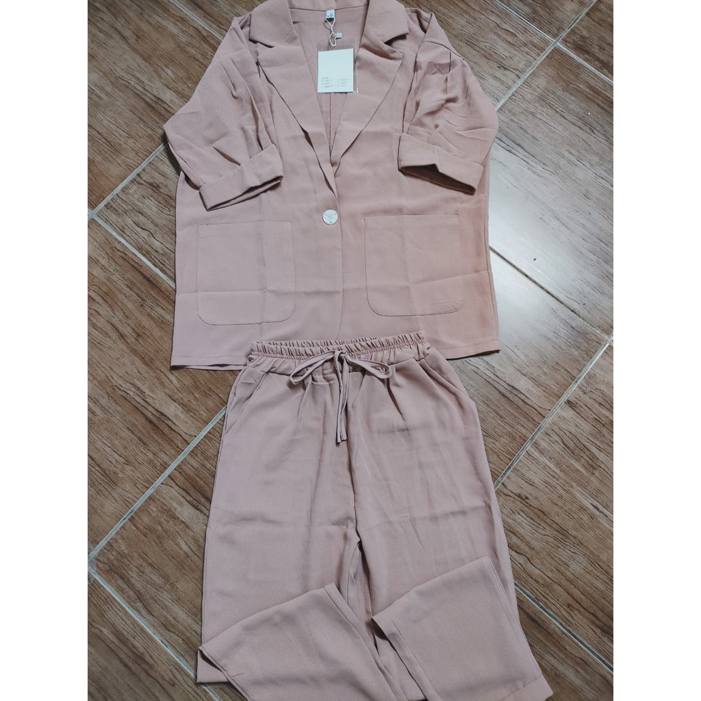 (Sẵn Hồng)Ảnh thật 3 hình cuối-Set blazer tay lỡ oversize mùa hè thời trang Ulzzang | BigBuy360 - bigbuy360.vn