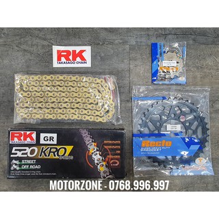 Nhông sên dĩa honda cb300r recto - sên rk 520 kro o-ring màu vàng