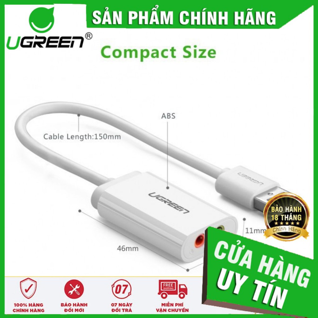 Ugreen 30143 - USB Sound 2.0 ra 3.5mm (loa + mic) ✔HÀNG CHÍNH HÃNG ✔ [Ugreen_Official_Store]