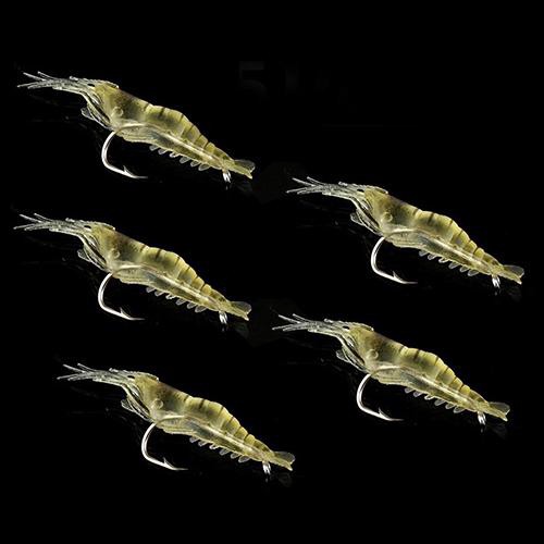 Set 5 Mồi Câu Cá Giả Hình Tôm Mềm Mại Trọng Lượng Nhẹ