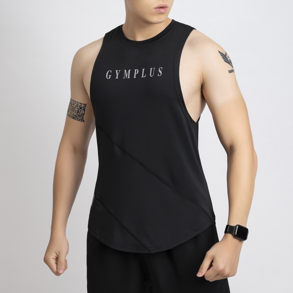 Áo thể thao nam Gymplus khoét nách rộng,áo 3 lỗ tập gym thể thao dành cho nam co giãn thấm hút mồ hôi