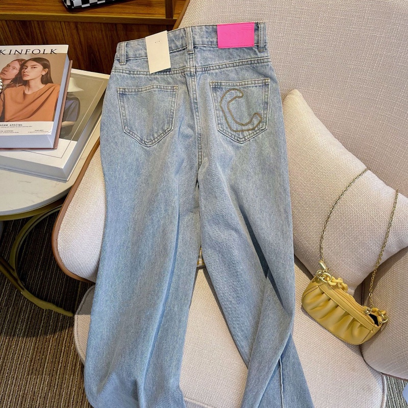 Quần Jean Ống Rộng Lưng Cao Thêu Họa Tiết Ba Chiều Thời Trang Mùa Thu 2022 Mới Cho Nữ