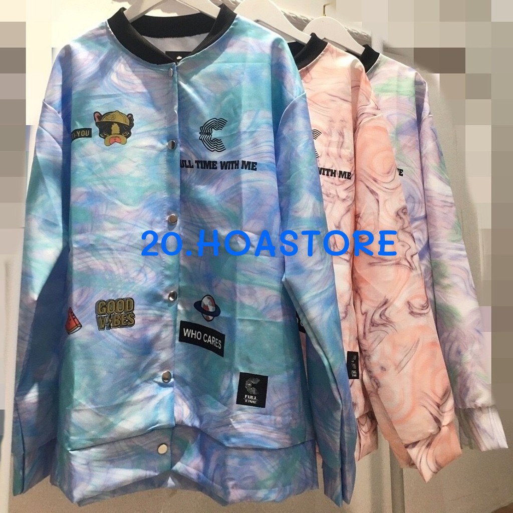 ÁO KHOÁC BOMBER LOANG VIỀN CỔ IN DOG - ÁO LOANG KAKI CÚC BẤM ANTI YOU - ÁO KHOÁC LOANG FULL TIME C ULZZANG