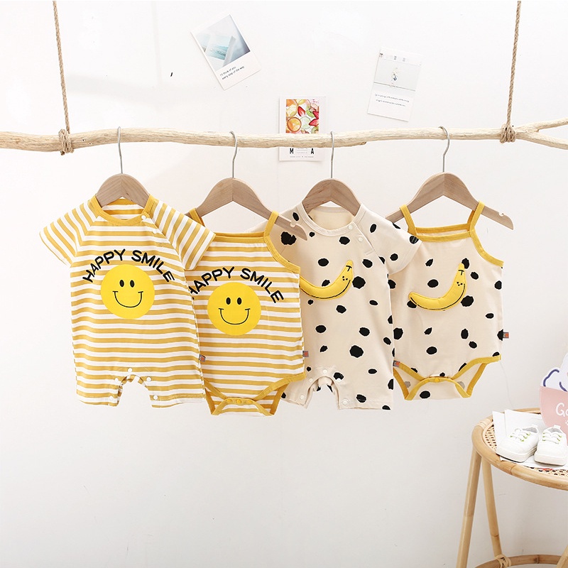 Bodysuit cho bé trai bé gái mẫu body đùi mùa hè cho bé sơ sinh vải cotton mềm mát họa tiết đáng yêu _ BD32