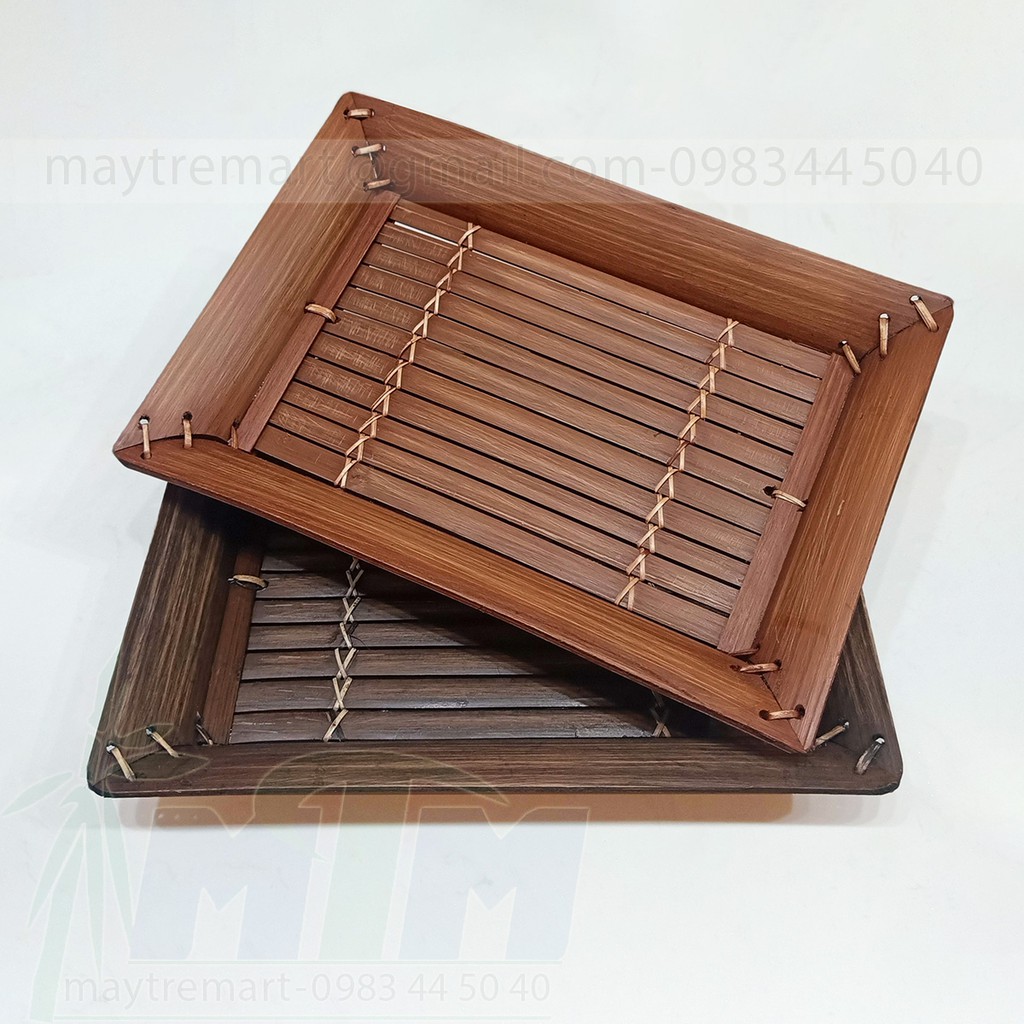 Khay tre, đĩa tre chữ nhật - trang trí, trưng bày sản phẩm.