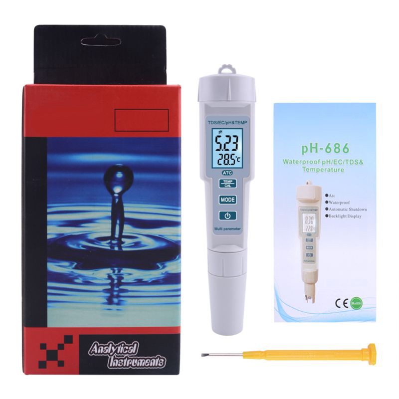 WER 4 in 1 PH/TDS/EC/Temperature Meter PH Meter Digital Water Quality Monitor Tester