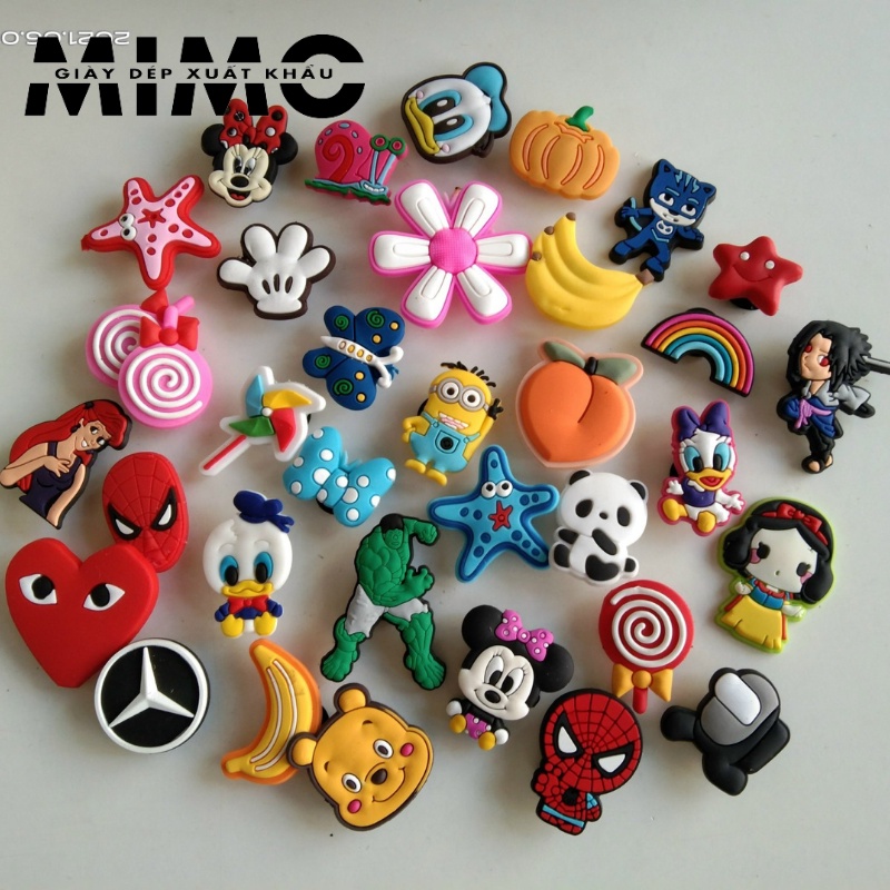 [Giao ngẫu nhiên] Combo 15 jibit đính dép sục, sục cross, sticker 2D cài dép nhiều mẫu siêu xinh, cá tính