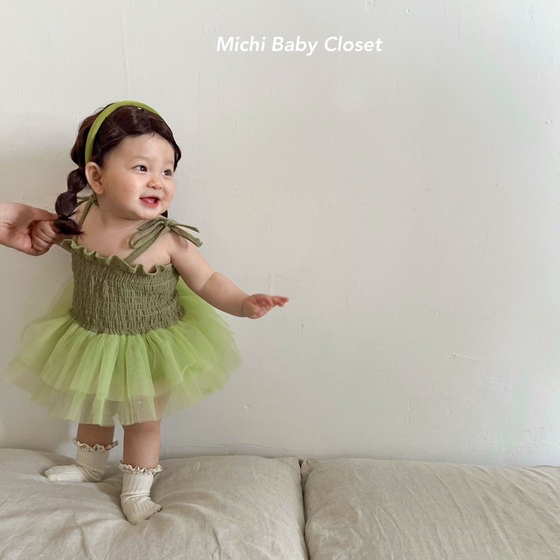Váy  Hai Dây Quây Nhún Màu Xanh Bơ HOT TREND Hè 2022 - MICHI Closet