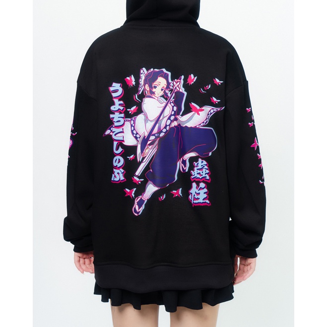 Áo hoodie Wrightz anime Shinobu Kochou trùng trụ demon slayer thanh gươm diệt quỷ over size