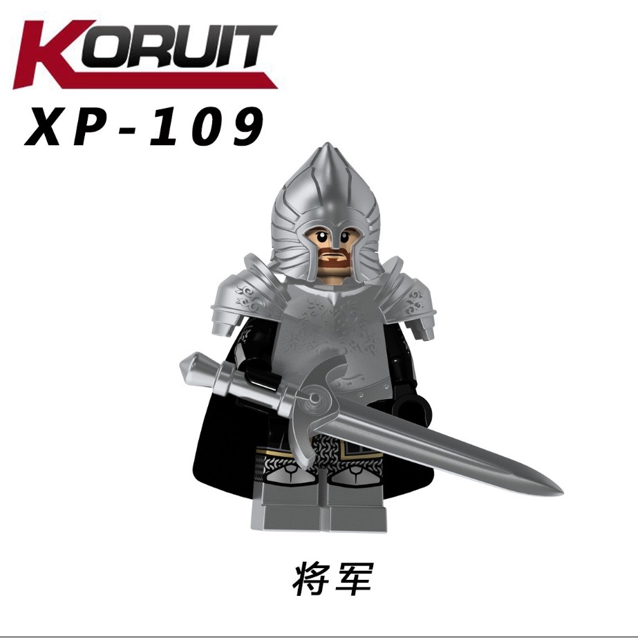 Bộ minifigures Quân lính Gondor giáp bạc - truyện LOTR - Koruit 1015 - 4 minifigs