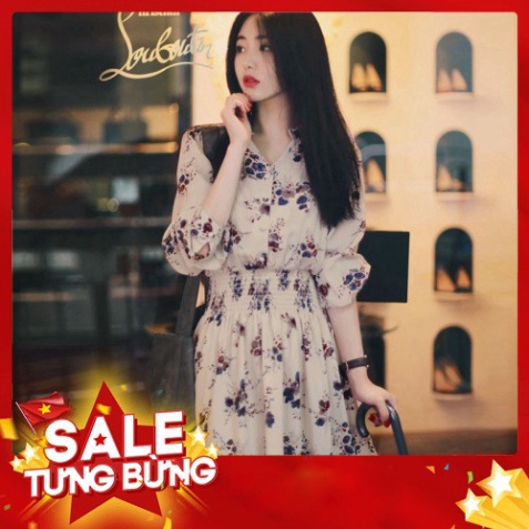 -Hàng nhập khẩu Đầm voan dài tay in hoa thời trang cho nữ Liên hệ mua hàng 084.209.1989