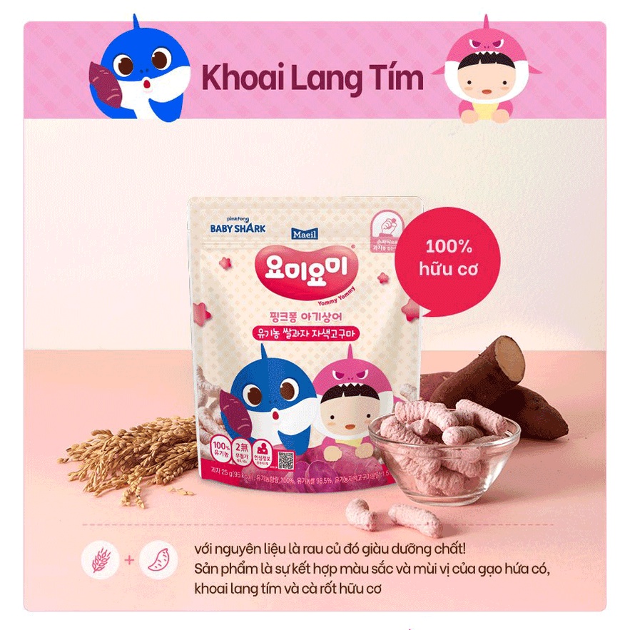 Bánh ăn dặm hữu cơ Yommy Yommy Maeil Hàn Quốc cho bé từ 7M bịch 25G