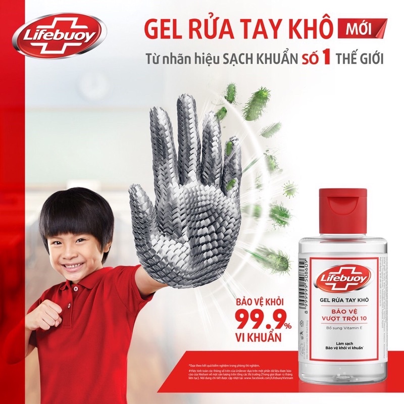Gel rửa tay khô sạch siêu nhanh Lifebouy bảo vệ vượt trội (Chai nắp đỏ 100ml) | BigBuy360 - bigbuy360.vn