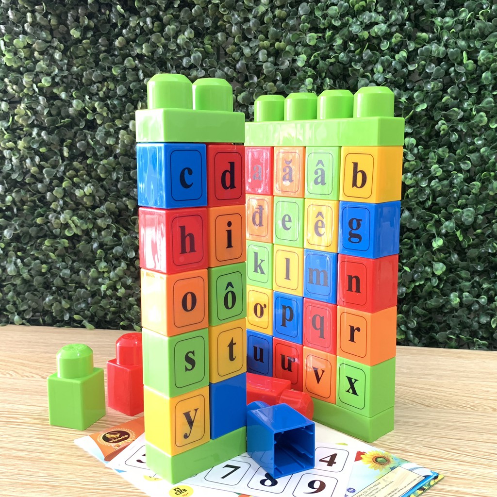 Đồ Chơi Xếp Hình Học Chữ Cái In Tiếng Việt Vijago 40 Chi Tiết(Hàng Việt Nam)