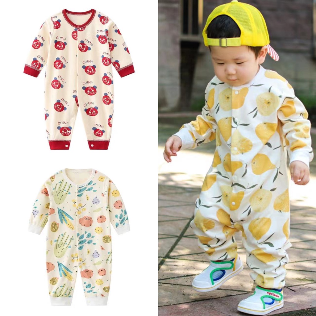 Áo liền quần Cotton DàI Tay In HìNh One Piece Cho Bé (0-24 TháNg)