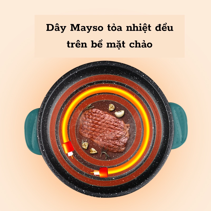 Chảo Nướng Điện Mini Chống Dính Đa Năng 26cm, Bếp Nướng Điện BBQ Đa Dụng, Chảo Nướng Thịt Phù Hợp Cho Gia Đình