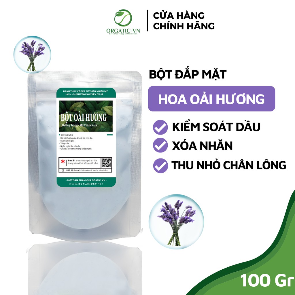 Bột Mặt Nạ Dẻo Collagen Hoa Lavender (hoa oải hương), Kiểm Soát dầu, Giảm mụn - Handmade - B3.007