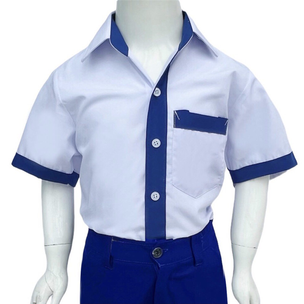 Áo sơ mi học sinh nam chạy viền.