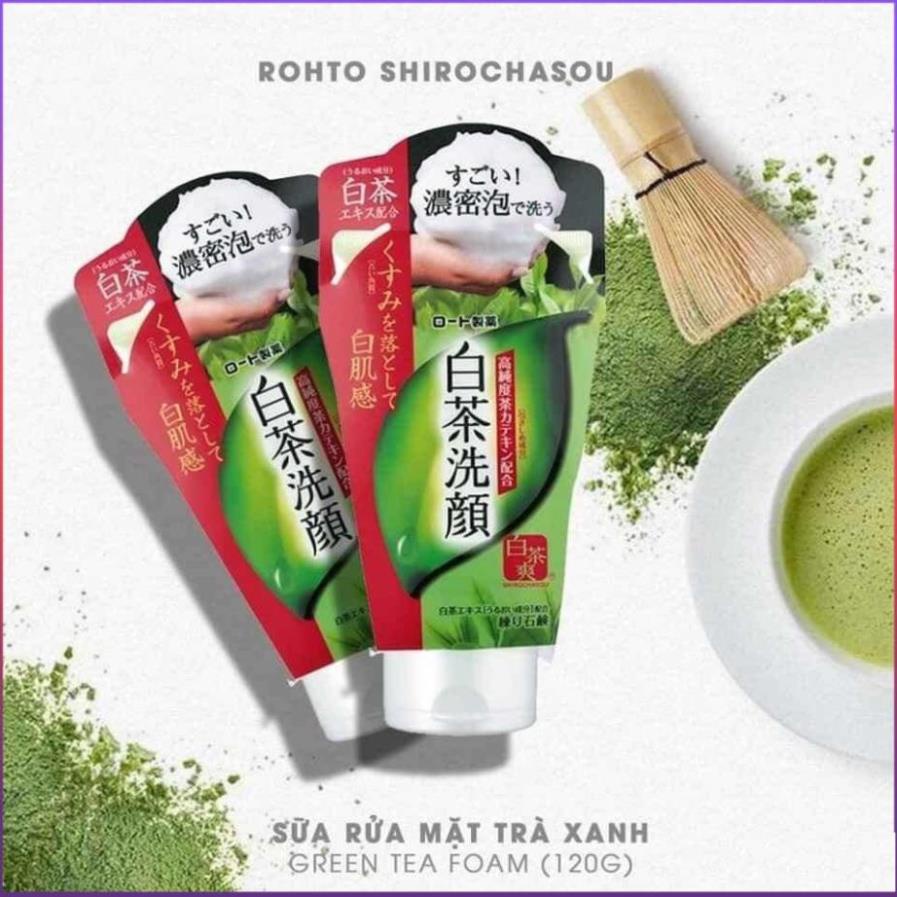 Sữa rửa mặt trà xanh Rohto Shirochasou Green Tea Foam 120g hàng Nhật | BigBuy360 - bigbuy360.vn
