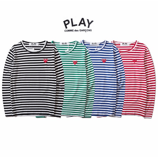 Chơi mới comme des garcons CDG Nam Nữ Áo thun dài tay Cotton nguyên chất