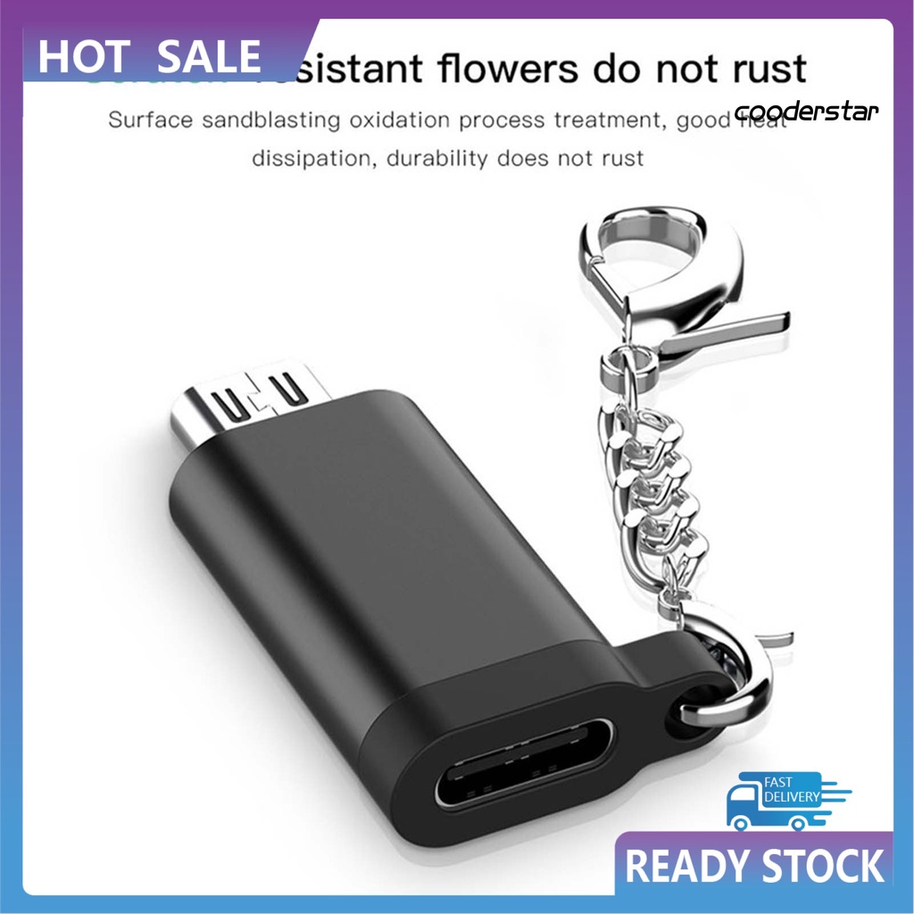 Đầu chuyển đổi OTG Type-c sang Micro V8 bằng hợp kim nhôm kèm móc khóa cho Android