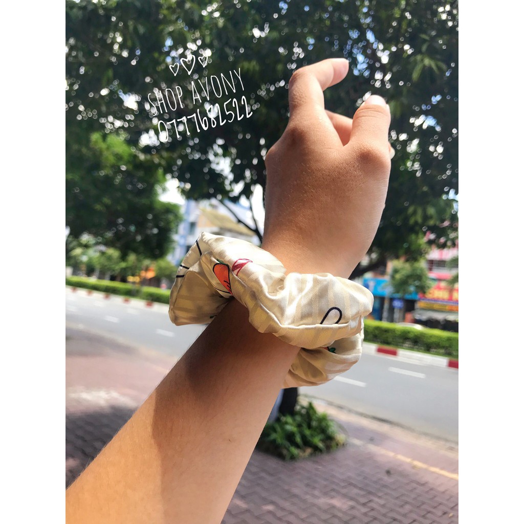 Cột tóc vải carrot và thỏ Scrunchies màu