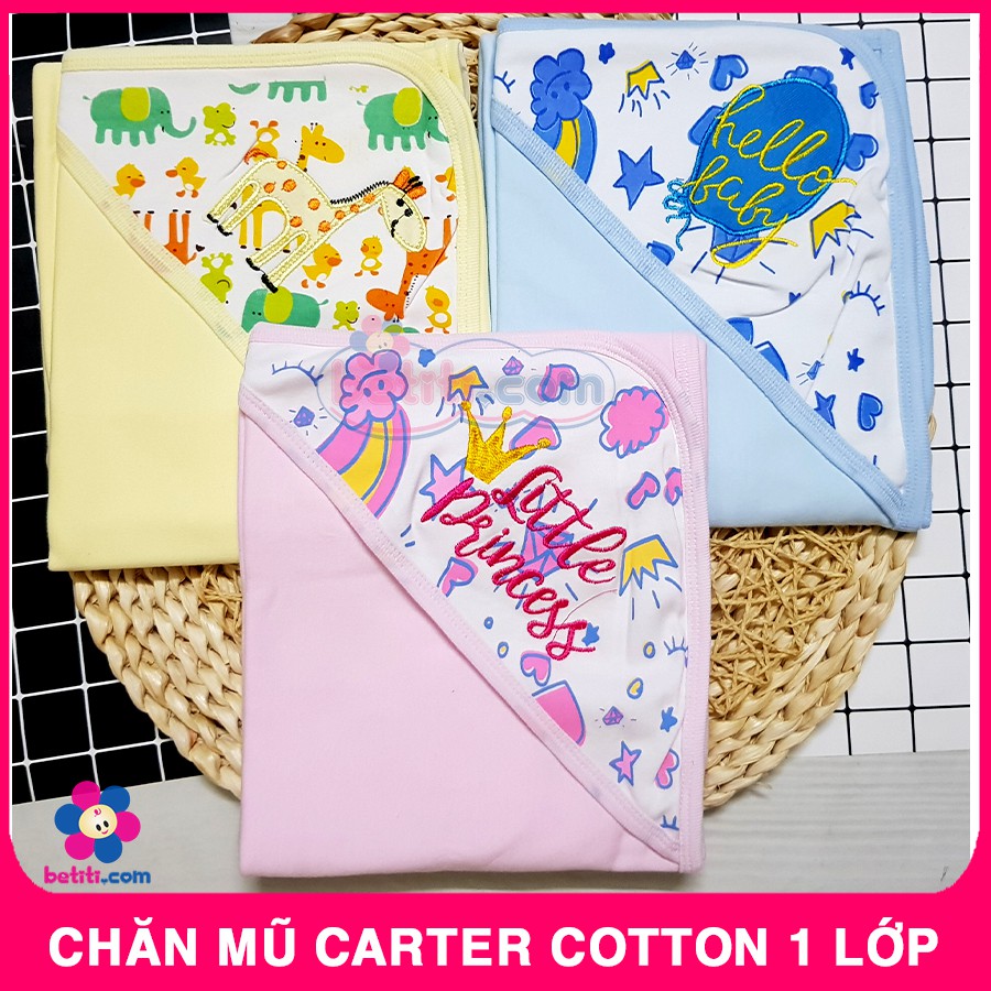 Chăn Ủ Có Mũ Cotton Carter 1 Lớp Cho Bé [Loại 1] - BTT00504