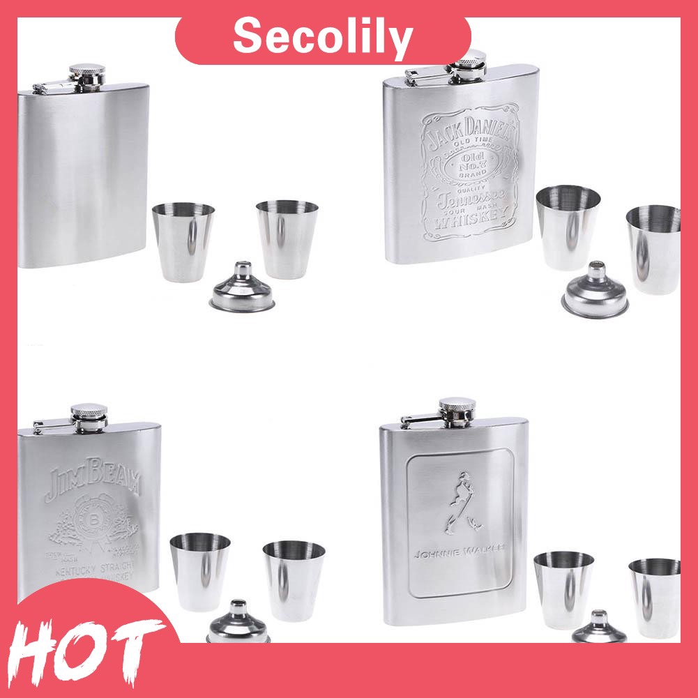 Bình đựng rượu bằng thép không gỉ 7oz tích hợp ly rượu và chiếc phễu