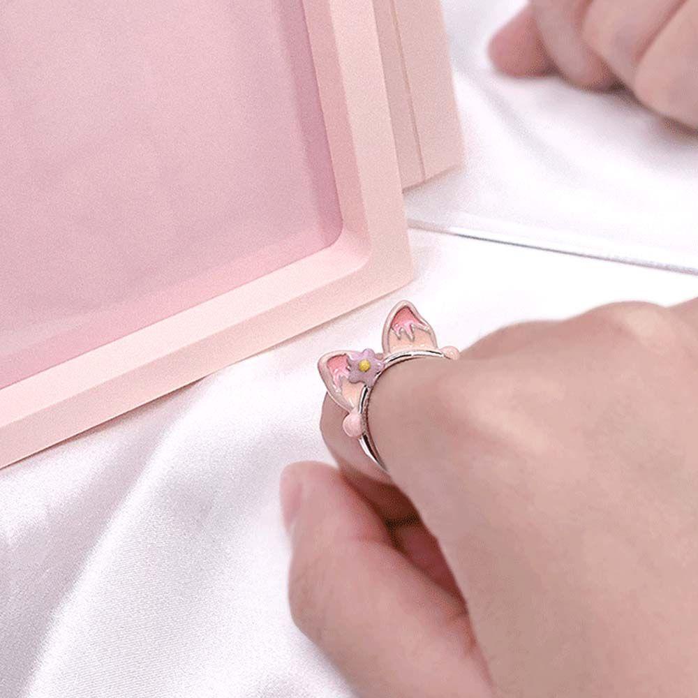 Nhẫn Hở Hình Tai Thỏ Hoạt Hình Đáng Yêu Trang sức Thời trang Cá Tính Hàn Quốc