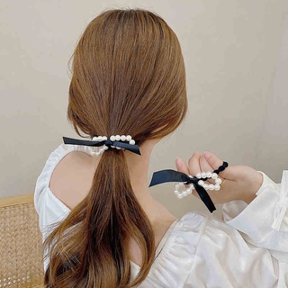 Cột tóc nơ đính hạt tròn phong cách đồng quê TOC31